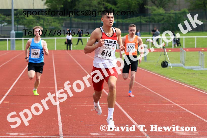 Mens Under-20s 200 metres 2023 North Eastern Track and Field Champs., Middlesbrough Sports Village, Middlesbrough. Photo: David T. Hewitson/Sports for All Pics